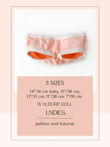 DIY UNDIES 5 sizes for Waldorf doll. PDF sewing pattern and tutorial.