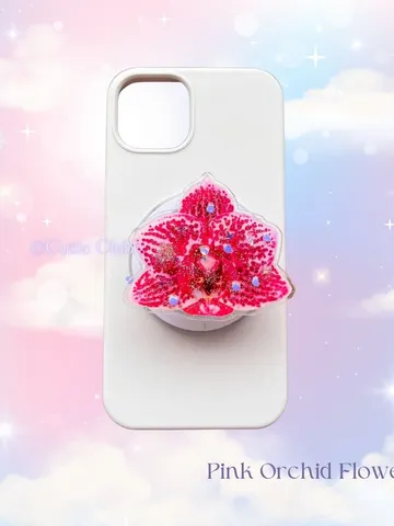 Magsafe Dark Pink Orchid Flower Phone Grip For Phone And Kindle, Elegant Floral Phone Grip, Phone Accessory, Flower Popsocket