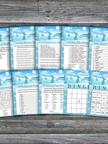 Winter landscape baby shower games bundle,Christmas Baby Shower games package,Fun Baby Shower Games,9 Printable Games268 $5.95
