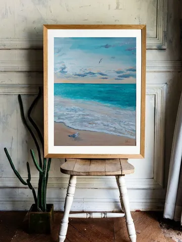Oil painting seascape with seasgulls 12x16 inches $200.00
