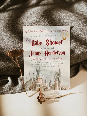 Wizard Baby Shower Invitation; Magic School Baby Schower Invite template; A Magical Bundle on the Way; Magic School Invite editable canva $11.62