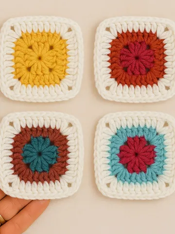 Two Color Solid Granny Square Crochet Pattern PDF for Beginners, Easy Crochet Motif Tutorial, DIY Blanket Patch, Instant Download Pattern $4.50