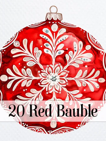 20 Red Bauble PNG Bundle, Christmas Bauble Printable Watercolor clipart for sublimation, Digital download, High Quality, Paper craft $2.64