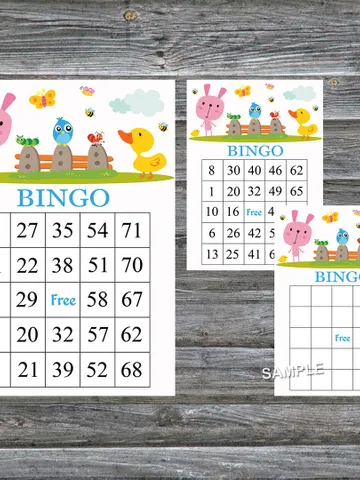 Pink rabbit bingo cards,Funny rabbit bingo game,Rabbit printable bingo cards,60 Bingo Cards,INSTANT DOWNLOAD--216 $3.95