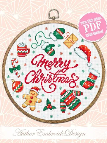 Merry Christmas sampler cross stitch pattern PDF download Simple Christmas pattern digital PDF, Christmas cross stitch chart, Noel #N107 $4.50