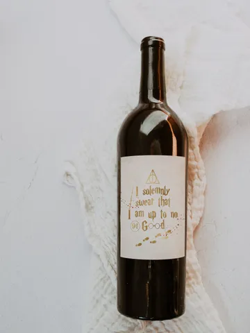 I Solemnly Swear that i am up to no Good Wizarding World Wine Label, Holiday Wine Label Template Party Drinks; Magic School Wine Label $9.42