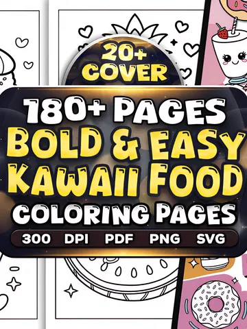 Bold and Easy Kawaii Food Coloring Pages $0.00