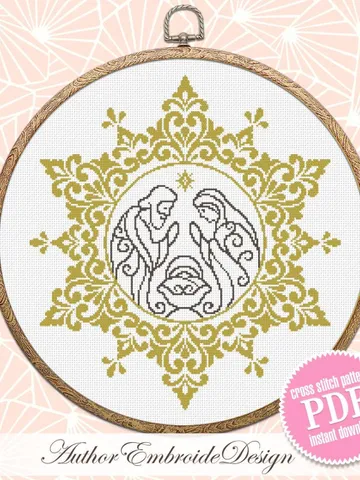 Nativity scene cross stitch pattern PDF download Mandala cross stitch chart, Religious christmas pattern digital PDF, Christmas decor #N146 $4.50