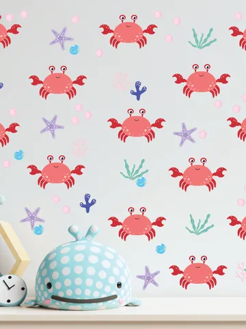 Crab Wall Decals Set Kids Bathroom Stickers ek17 $27.99