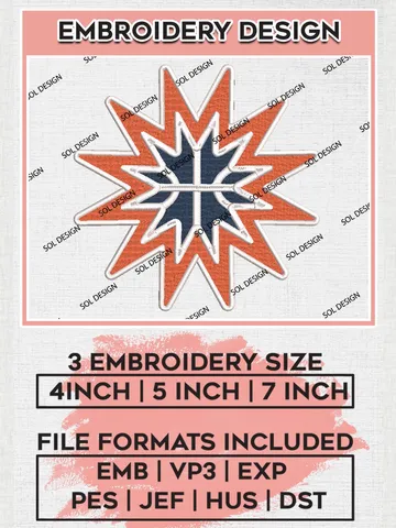 Connecticut Sun Basketball Team Logo Embroidery Files, WNBA Connecticut Sun Team Embroidery Designs, Basketball Teams, 3 sizes, Machine embroidery designs, Digital Download $6.99