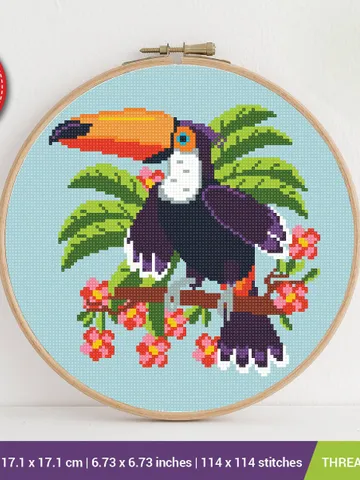 Bird Toucan Cross stitch pattern | Embroidery Pattern | Instant Download | Embroidery Designs $5.37