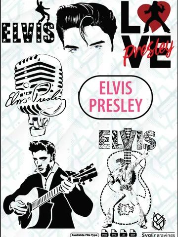 Elvis Presley Vector Bundle | High-Quality Ai, SVG, PNG & DXF Files | SvgEngravings $20.00