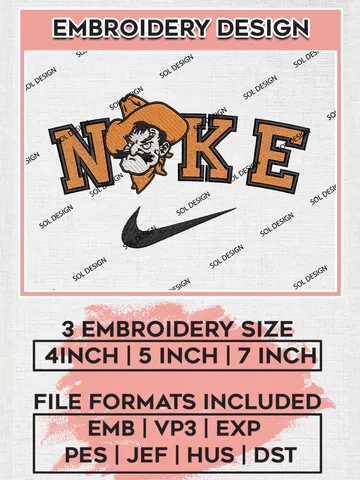Nike Oklahoma State Cowboys Machine Embroidery Design, NCAA Oklahoma State Cowboys Embroidery Design Design files, NCAA Embroidery Designs, NCAA Machine Embroidery Designs, Digital Download $6.99