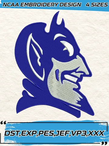 Duke Blue Devils Mascot Embroidery Design,NCAA Logo Embroidery Design,Machine Embroidery Design File,4 Sizes, Digital Download $4.99