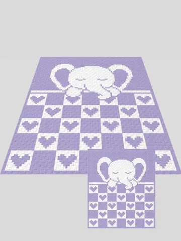 Crochet C2C Sleeping Elephant graphgan blanket pattern PDF