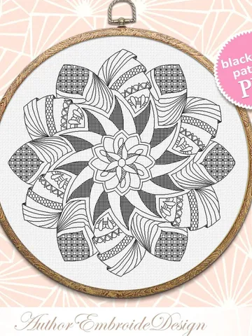 Geometric mandala blackwork pattern PDF Blackwork mandala embroidery download PDF, Mandala cross stitch, Backstitch chart, Home decor #W11 $4.60