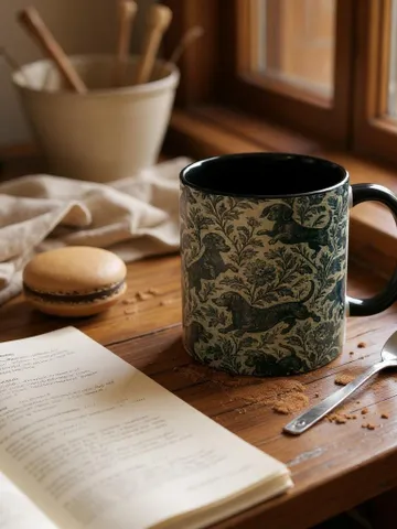 Dachshund French Toile de Jouy Ceramic Mug, Toile Coffee Cup for Doxie Mom, Sausage Dog Lover Gifts, Dog Tea Drinkware, Gift For Dog Lovers $19.93