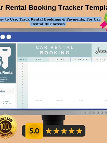 Car Rental Booking Tracker Template, Editable Google Sheets Template, Track Rental Bookings & Payments, For Car Rental Businesses $6.86