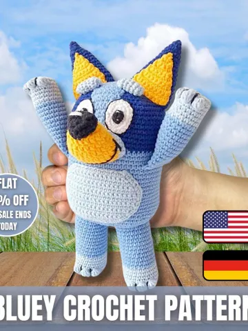 Blue Heeler dog, crochet pattern English and German, Bluey Crochet Pattern, Blue Dog Crochet Pattern. $2.99