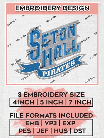 NCAA Seton Hall Pirates Wordmark Logo Machine Embroidery Design, NCAA Seton Hall Pirates Embroidery Design Design files, NCAA Team Embroidery Designs, NCAA Machine Embroidery Designs, Digital Download $6.99