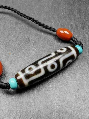 Gandhanra Vintage Tibetan 9 Eyes Dzi Bead Necklace,Protective Charm,Spiritual Gift,1.6" x 0.4" $299.99