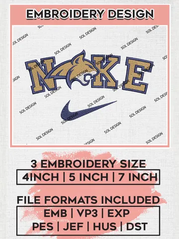 Nike Montana State Bobcats Machine Embroidery Design, NCAA Montana State Bobcats Embroidery Design files, NCAA Embroidery Designs, NCAA Machine Embroidery Designs, Digital Download