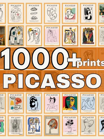 1000+ Picasso Exhibition Wall Art Bundle, Neutral Beige Abstract Vintage Minimalist Gift Idea, Famous Artist Print, Gallery Wall Home Decor $6.63