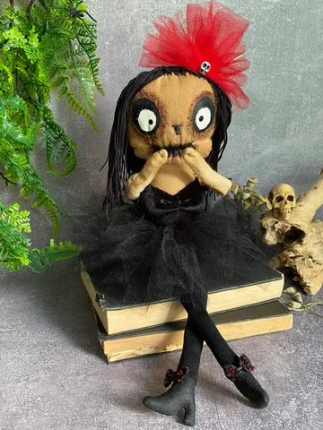 Halloween doll , Voodoo doll . Creepy Cute doll . Rag doll . Handmade doll . Black Christmas . Halloween gift ideas . $65.00