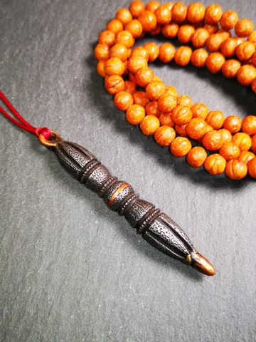 Gandhanra Vintage Tibetan Buddhist Amulet,Nine-pronged Dorje Vajra Pendant,Made of Cold Iron,inlaid Copper Wire,3.5" $59.99