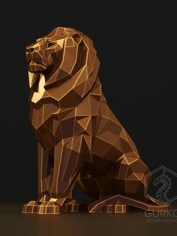 Sitting Lion Metal Papercraft, Cat, DXF, PDF, Digital Template Download, Gurko, Pepakura, Welding Low Poly 3D Origami, DIY Metal Sculpture $250.00