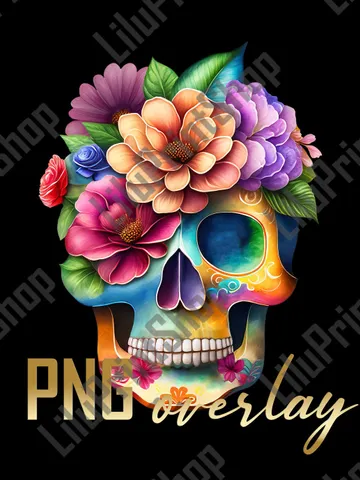 Flowers Sugar skull png Candy skull clipart Calavera Day of the dead, Cinco de Mayo clipart Dia de los muertos digital instant download $2.71