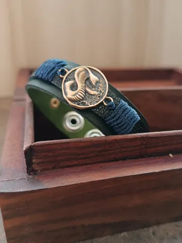 Handmade Cobra Leather Bracelet, Snake Talisman, Men’s Black Leather Wristband, Adjustable Gift for Him, Symbolic Animal Jewelry $33.00