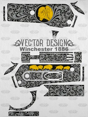 VECTOR DESIGN Winchester 1886 Buffalo and scroll $130.00