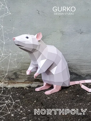Papercraft Rat On Hind Legs, Mouse, Digital Template, PDF Download, Gurko, LowPoly, Pepakura, Origami Sculpture, Paper Party Decor, DIY Gift $23.00