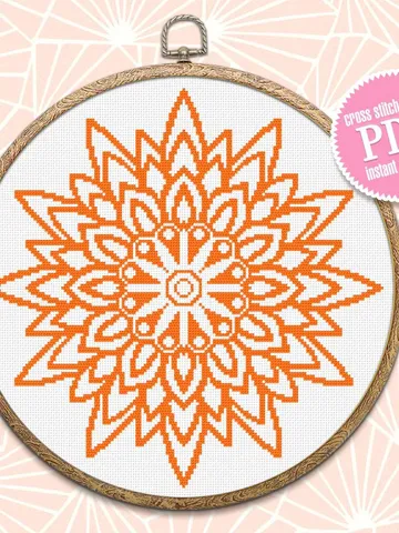 Mandala cross stitch pattern download PDF Geometric pattern digital PDF Monochrome cross stitch sampler Mandala ornament cross stitch #M68 $4.60