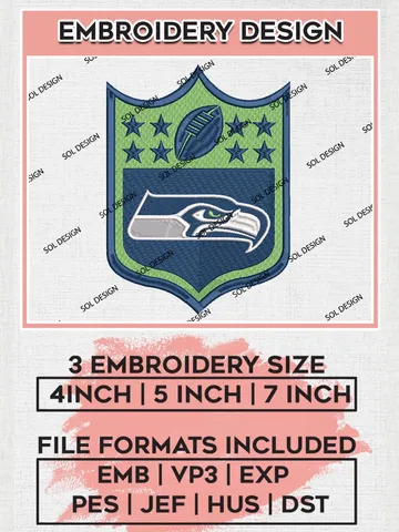 Seattle Seahawks Logo Embroidery Designs, NFL Seahawks Embroidery Designs, NFL Embroidery Designs, NFL Seattle Seahawks Machine Embroidery Design, Digital Download $6.99
