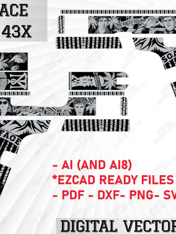 Special Custom Design Scarface Glock 43x | Custom Gun Engraving | Scarface Design Engraving | Digital Engraving File | Ai8 | Svg | Dxf | $80.00