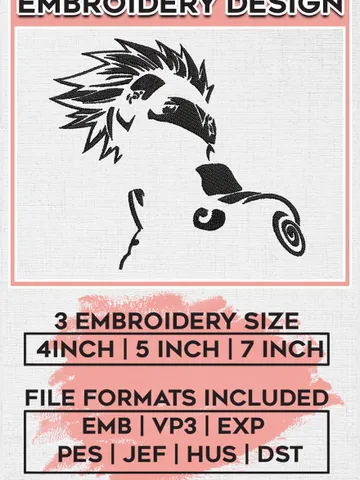 Kakashi Hatake Embroidery Design,Naruto Anime Embroidery Files, Machine Embroidery Files, Digital Download EMB_ANIME_50 $6.99