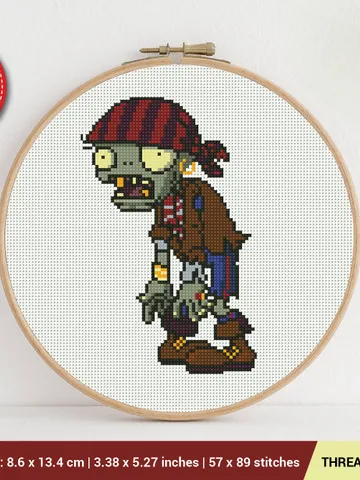 Pirate Zombie Plants vs Zombies Cross stitch pattern | Embroidery Pattern | Instant Download | Embroidery Designs $6.80
