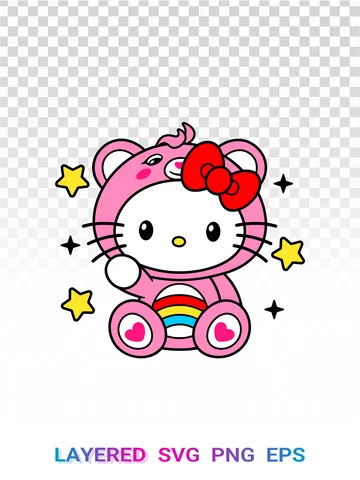 🌈 Hello Kitty Care Bear SVG PNG Crossover Sanrio Cricut
