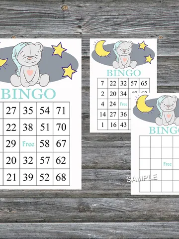 Teddy bear bingo cards,Teddy bear bingo game,Teddy bear printable bingo cards,60 Bingo Cards,INSTANT DOWNLOAD--286 $3.95