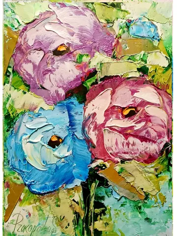Peony painting Flowers original oil painting Small Original art Peonies wall art Pink peonies artwork Floral New home gifts 7x5 in $45.00