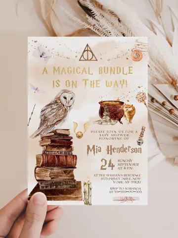 DIY Wizarding World Baby Shower iNVITATION; Magic School Baby Shower Template; School of Wizard Baby Shower invitation template; wP66 $11.62