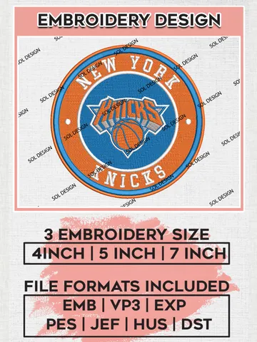 New York Knicks NBA Basketball Team Logo Embroidery Design, NBA New York Knicks Logo Embroidery Files, Basketball Team Machine Embroidery, Machine Embroidery Design