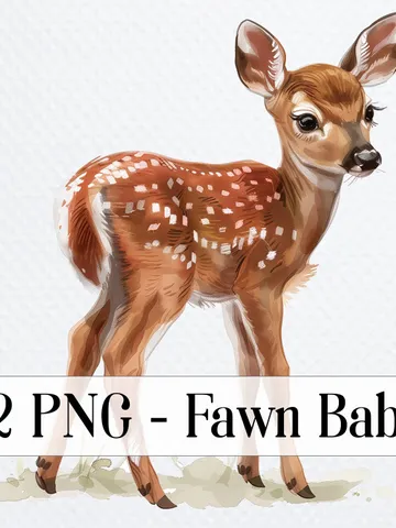 10 Fawn Baby PNG, Bemby for sublimation, Printable Watercolor Fawn Baby clipart, High Quality PNGs, Digital download, Paper crafts $2.64