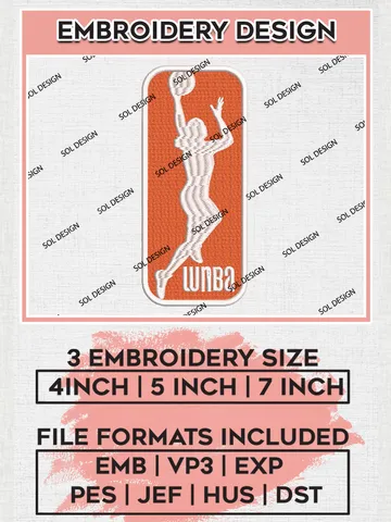 WNBA Logo Embroidery Designs, WNBA Team Logo Embroidery, Basketball Team Logo Emb Files, 3 sizes, Machine embroidery Files, Digital Download $6.99