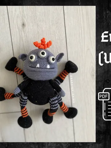 PDF Crochet Spider Monster Pattern, Amigurumi Halloween Toy, Cute Crochet Spider, DIY Crochet Monster, Spooky Amigurumi Doll Halloween Decor $10.50