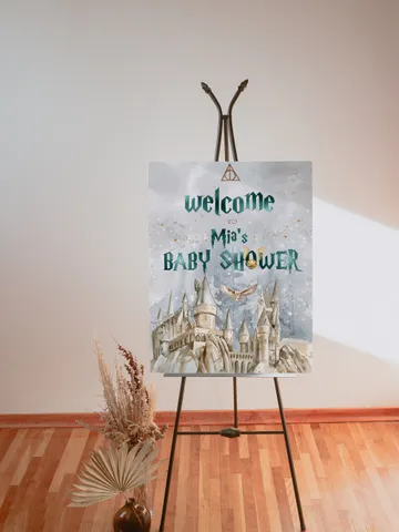 Welcome Wizard Baby Shower Banner; Magic School Baby Shower; Christmas Baby Shower Banner; Welcome Banner template; Wizarding World; ms7 $11.62