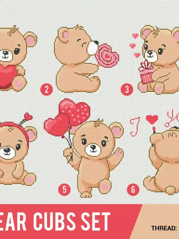 Bear Cub Bundle of 6 Cross stitch pattern | Embroidery Pattern | Instant Download | Embroidery Designs $15.60