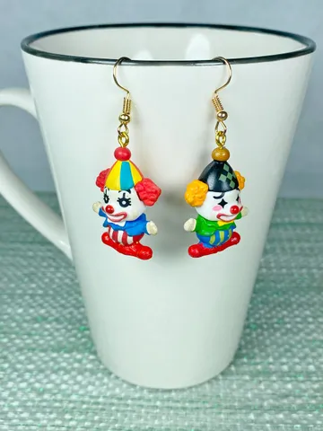 Clown earrings. Handmade jewelry. $35.00